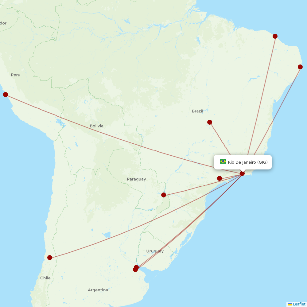 LATAM Airlines at GIG route map