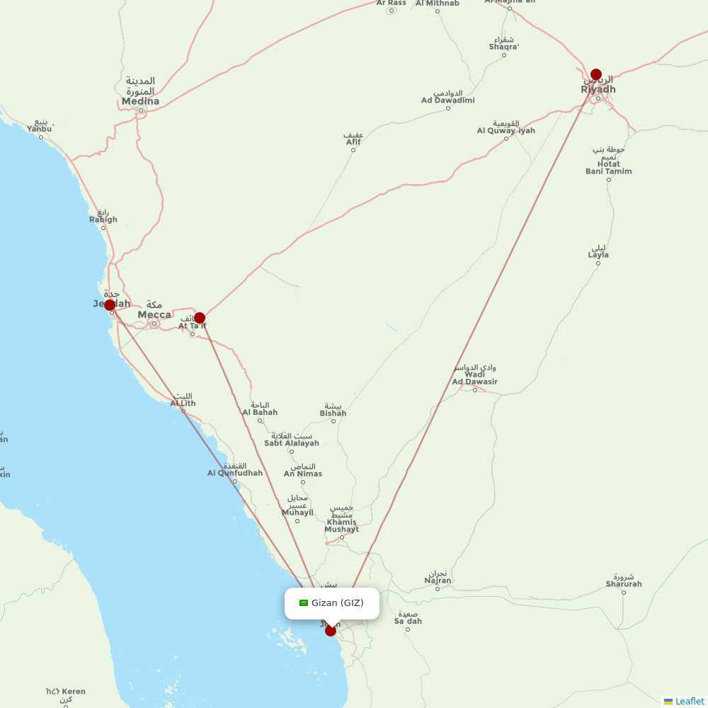 Saudia at GIZ route map