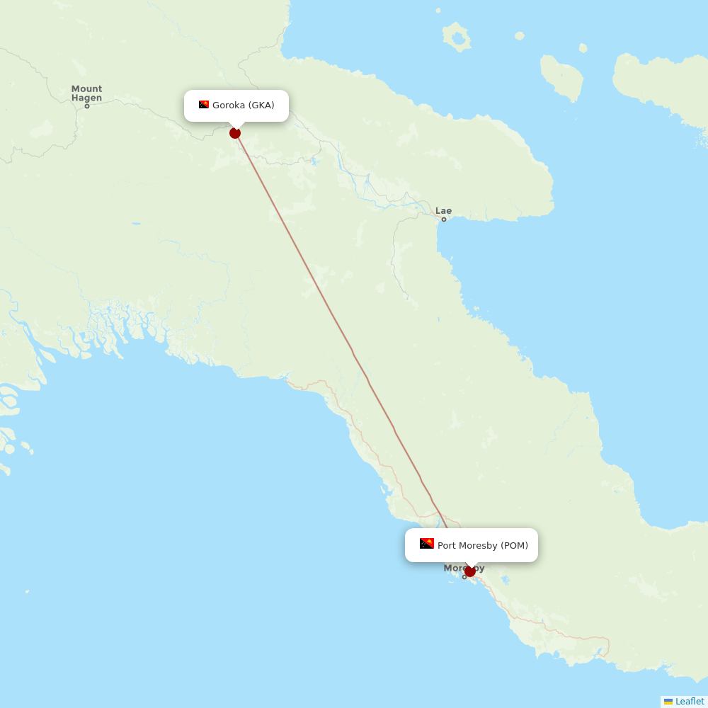 Air Niugini at GKA route map