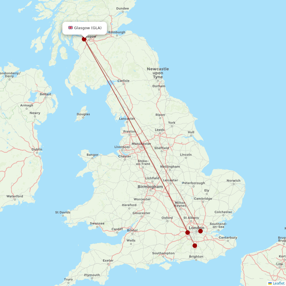 British Airways at GLA route map