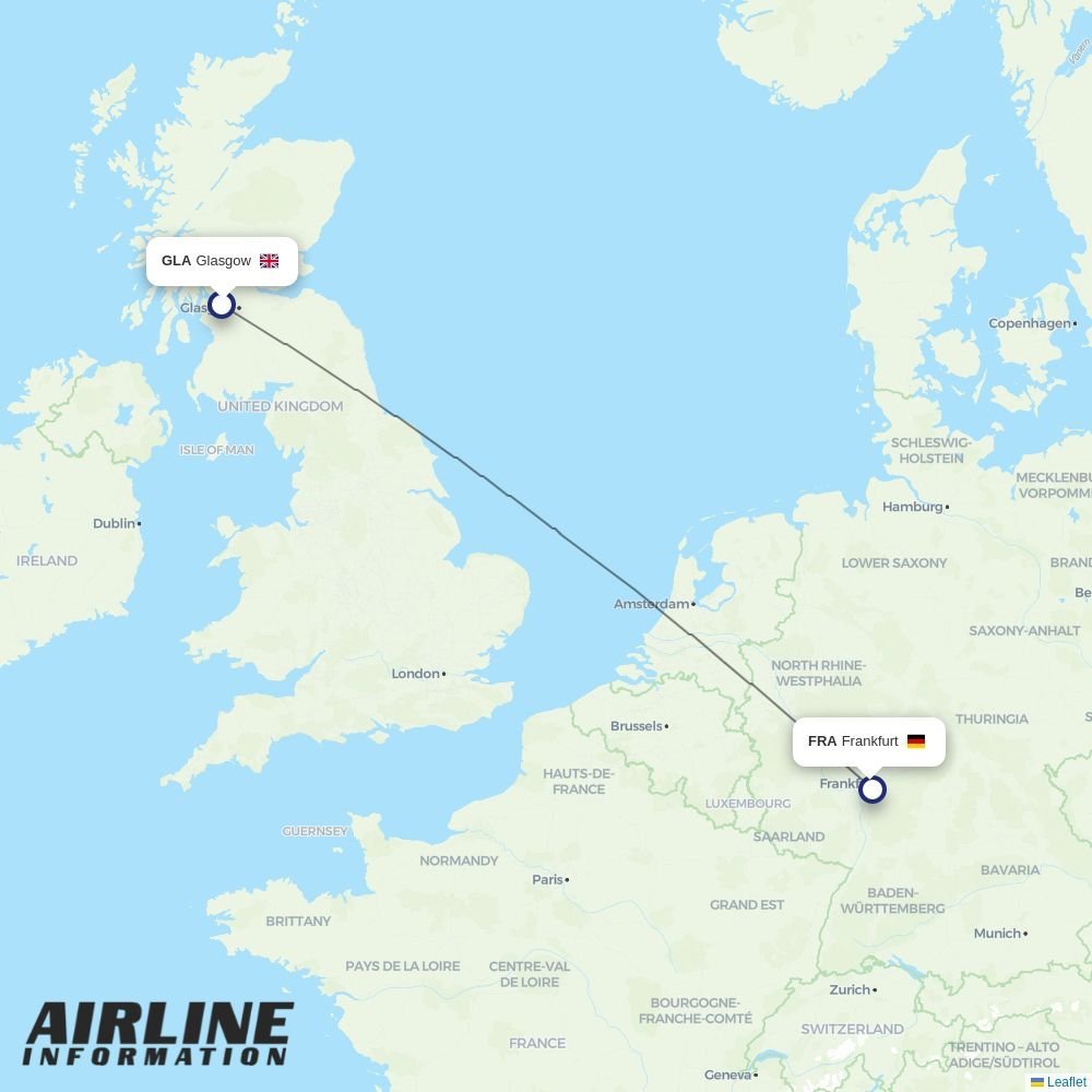 Lufthansa routes from GLA
