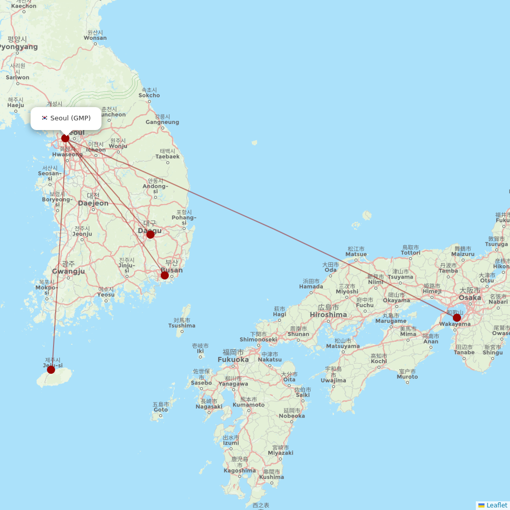 Jeju Air at GMP route map