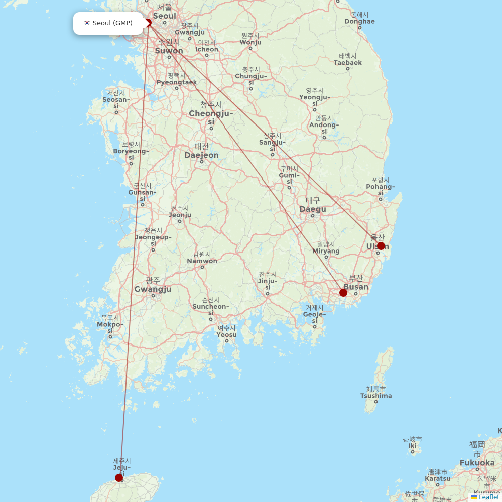 Air Busan at GMP route map