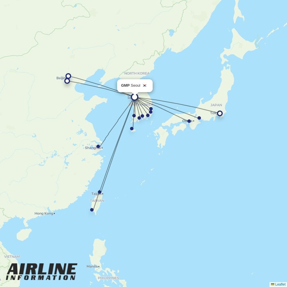 Peach Aviation routes from GMP