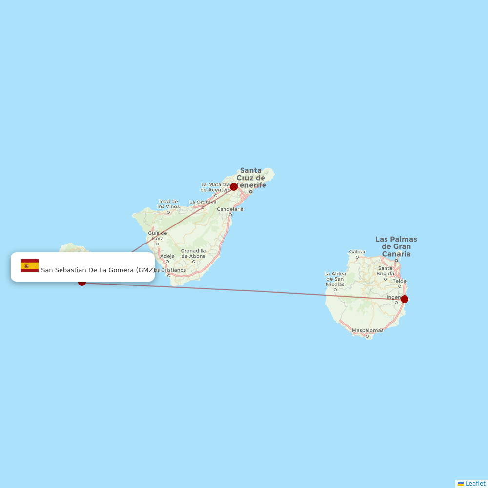 Binter Canarias at GMZ route map