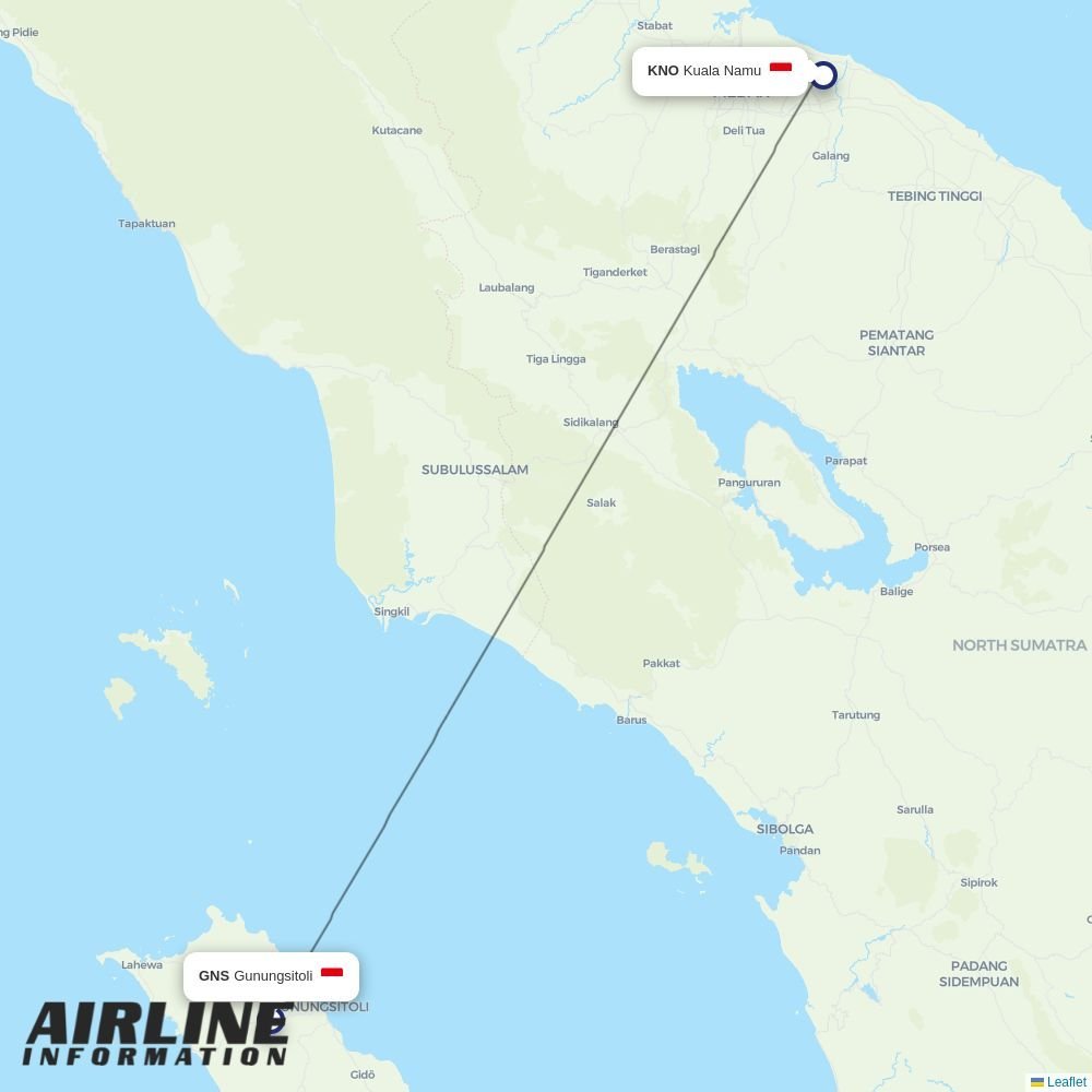 Wings Air routes from GNS