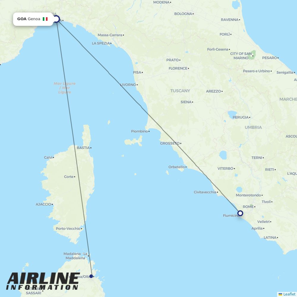 ITA Airways routes from GOA
