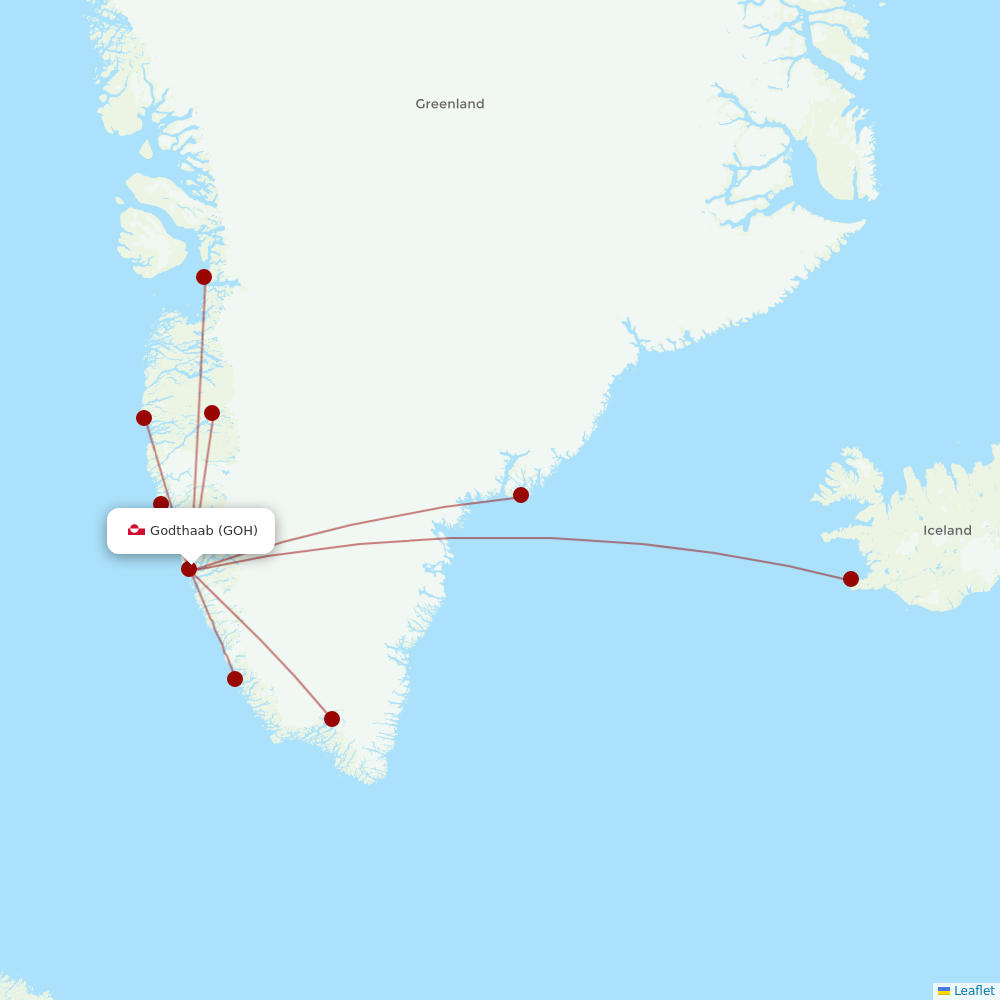 AirGlow Aviation Services at GOH route map