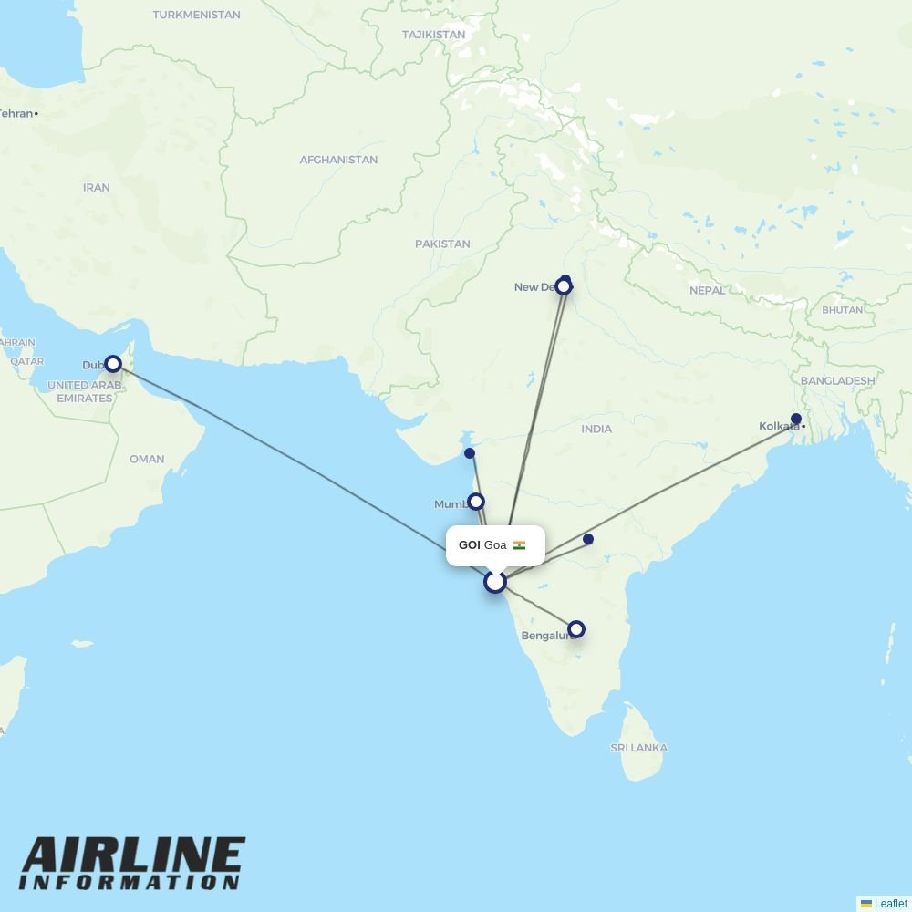 Air India Express routes from GOI