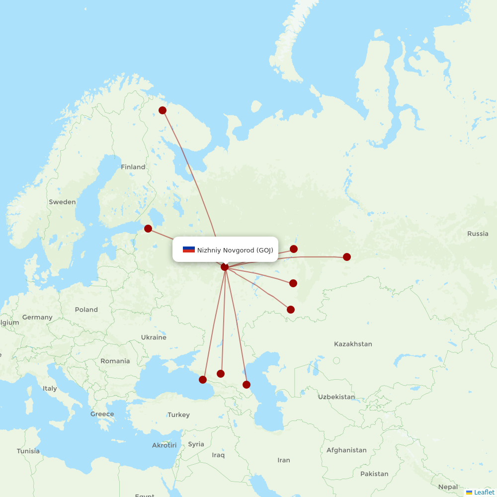 Pegas Fly at GOJ route map