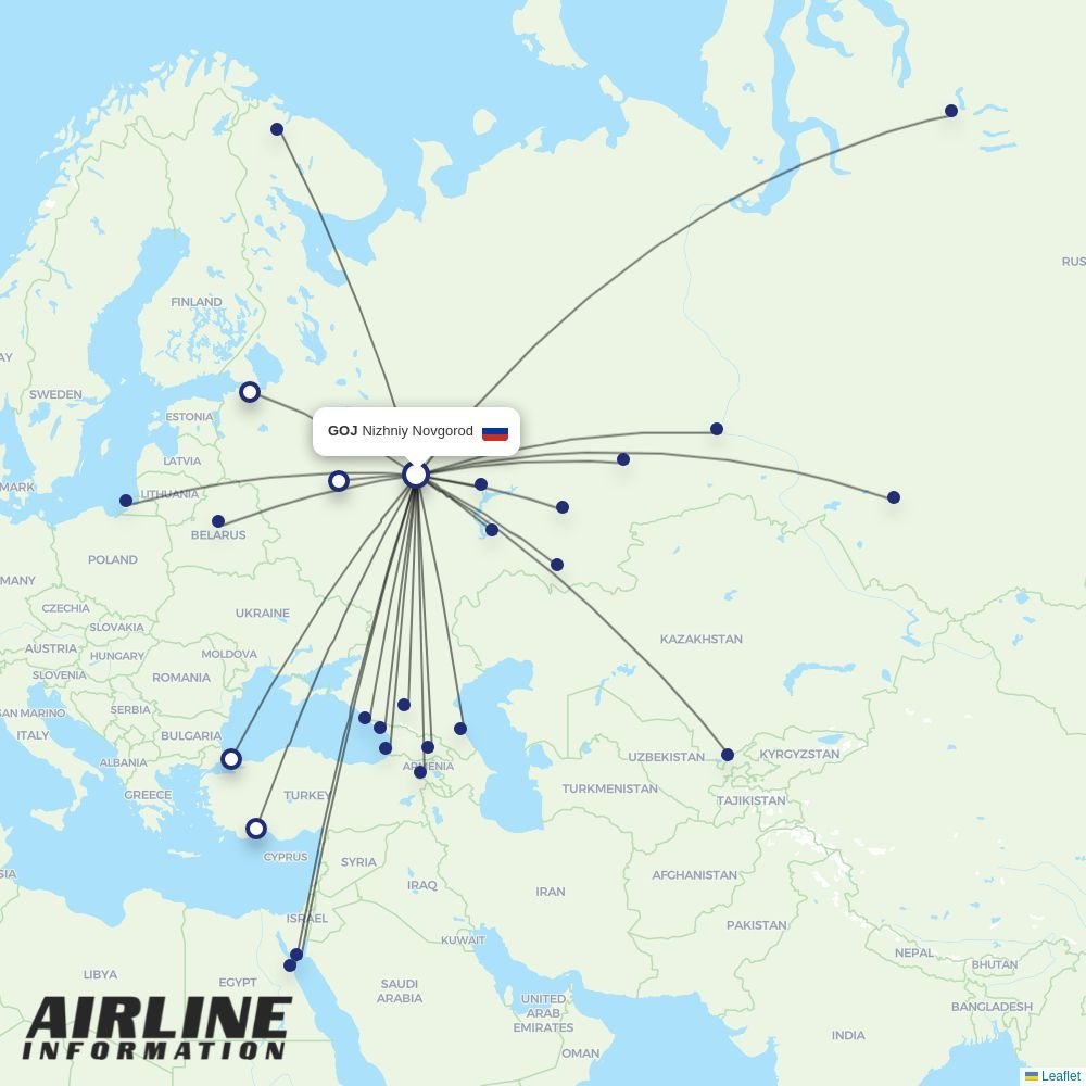 UVT Aero routes from GOJ