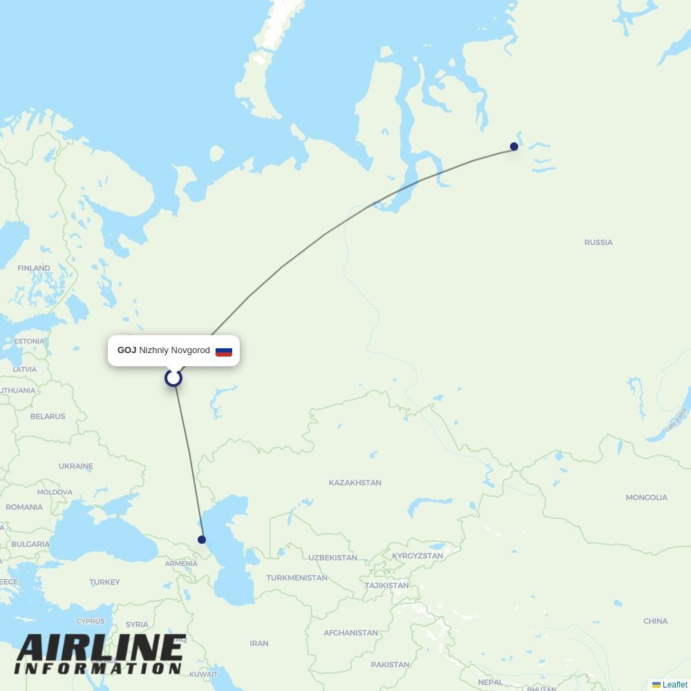 NordStar routes from GOJ
