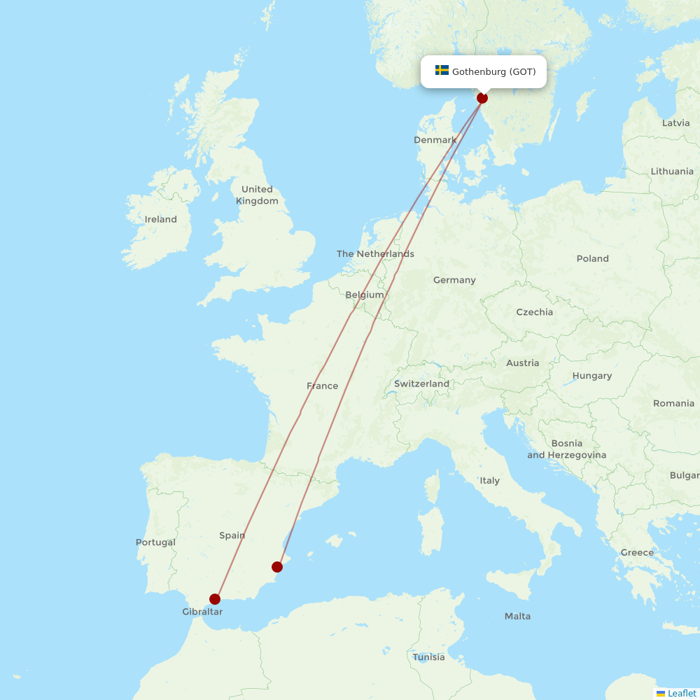 Norwegian Air Intl at GOT route map