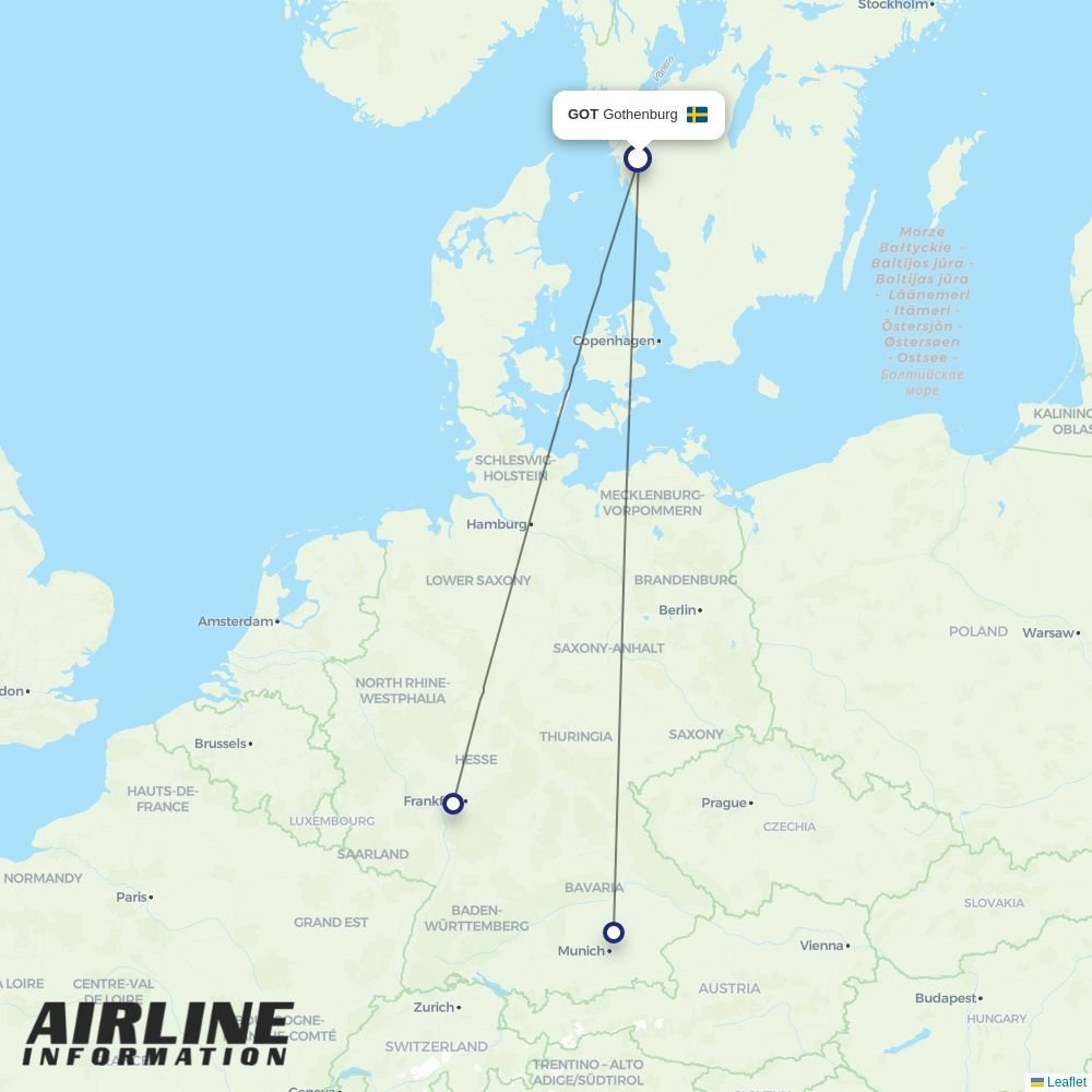 Lufthansa routes from GOT