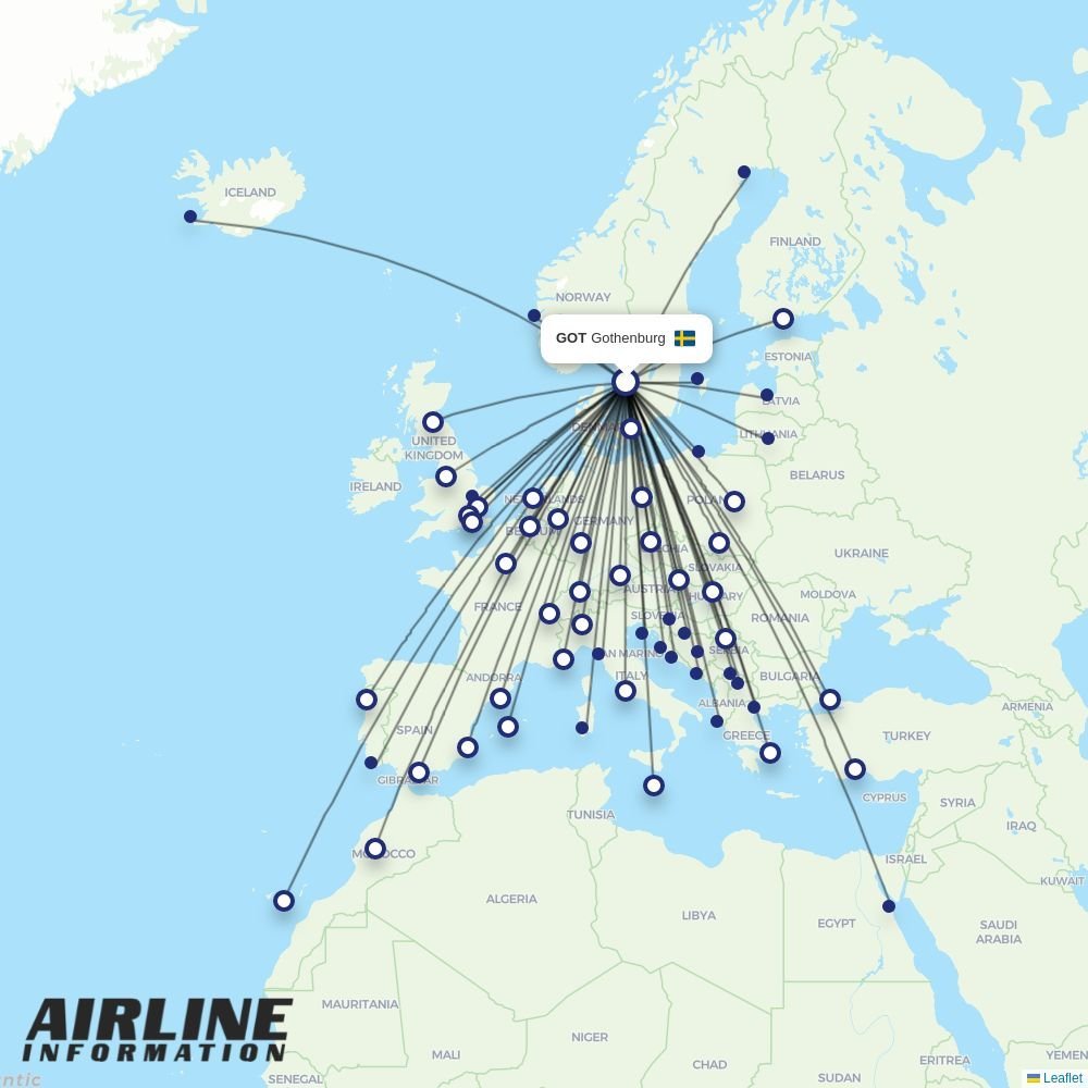 Ryanair UK routes from GOT