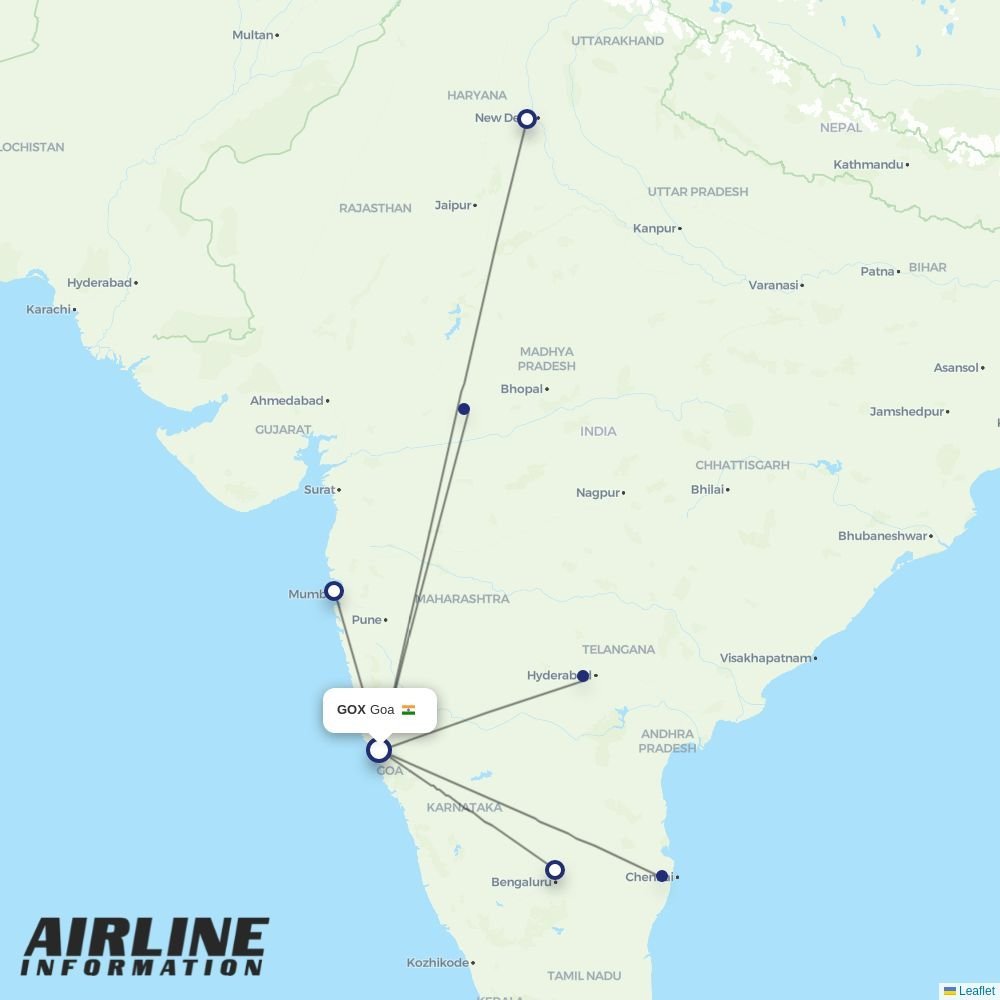 Air India Express routes from GOX
