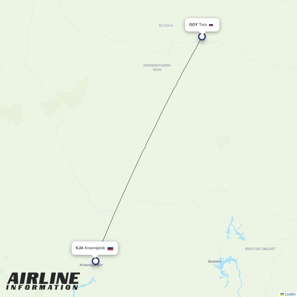 KrasAvia routes from GOY