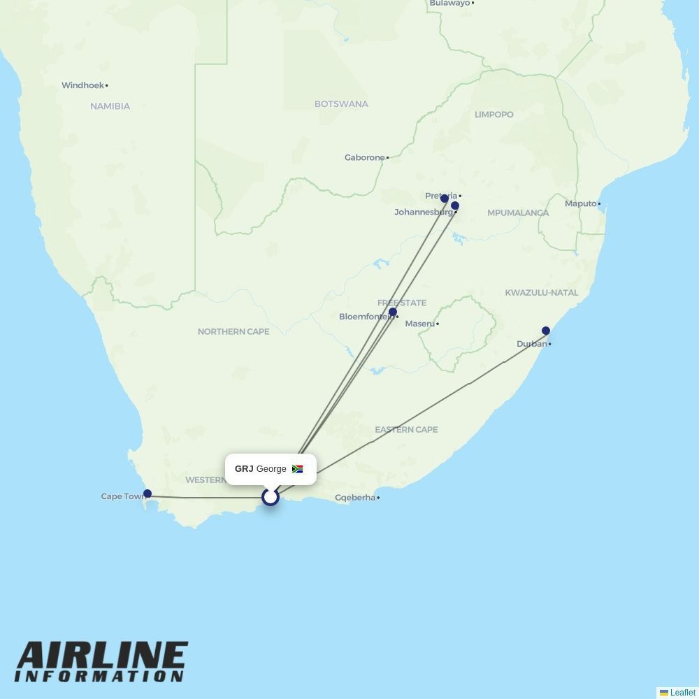Safair routes from GRJ