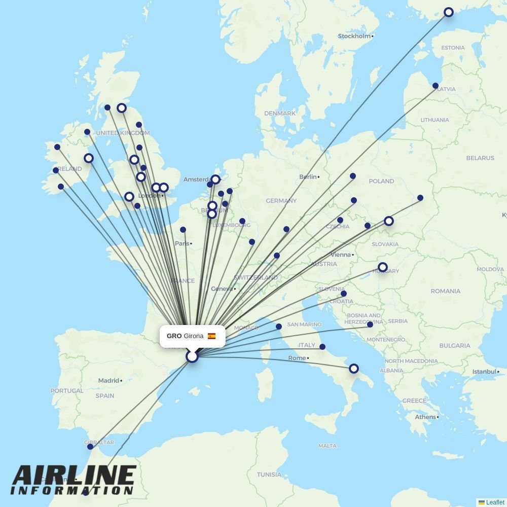 Ryanair UK routes from GRO