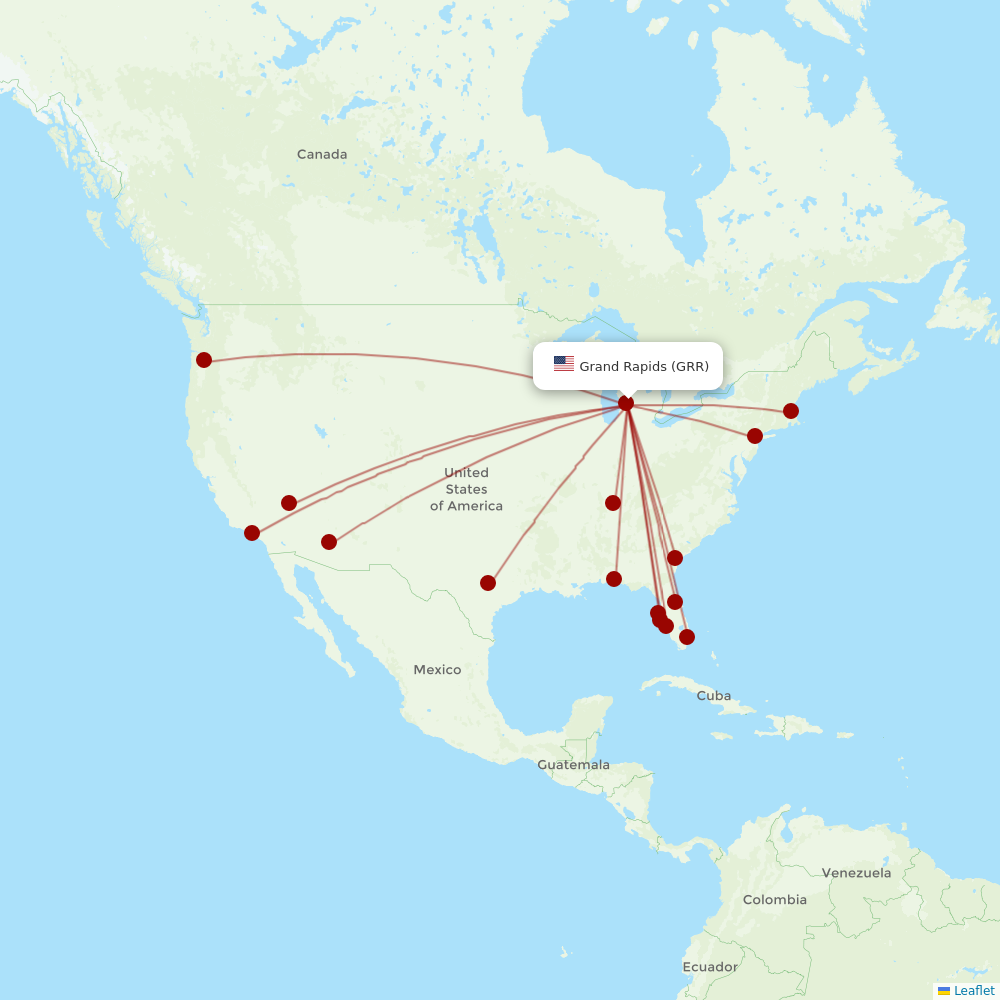 Allegiant Air at GRR route map