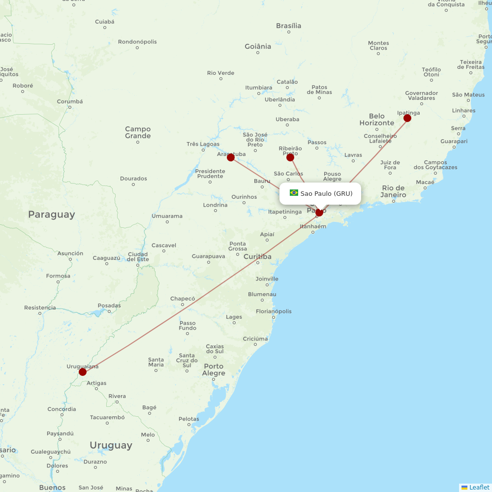 Passaredo at GRU route map