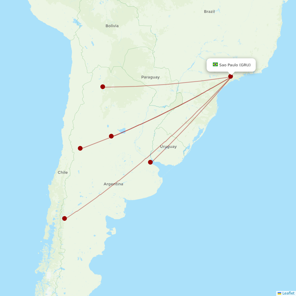 Aerolineas Argentinas at GRU route map