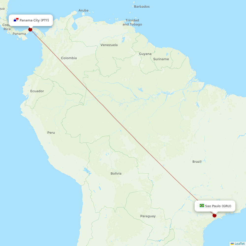 Copa Airlines at GRU route map