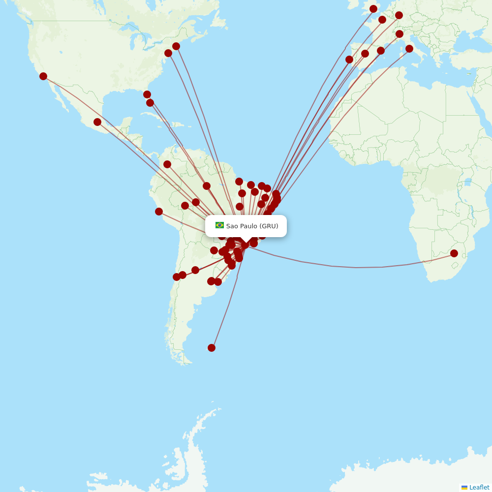 LATAM Airlines at GRU route map