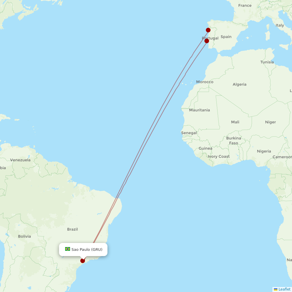 TAP Portugal at GRU route map