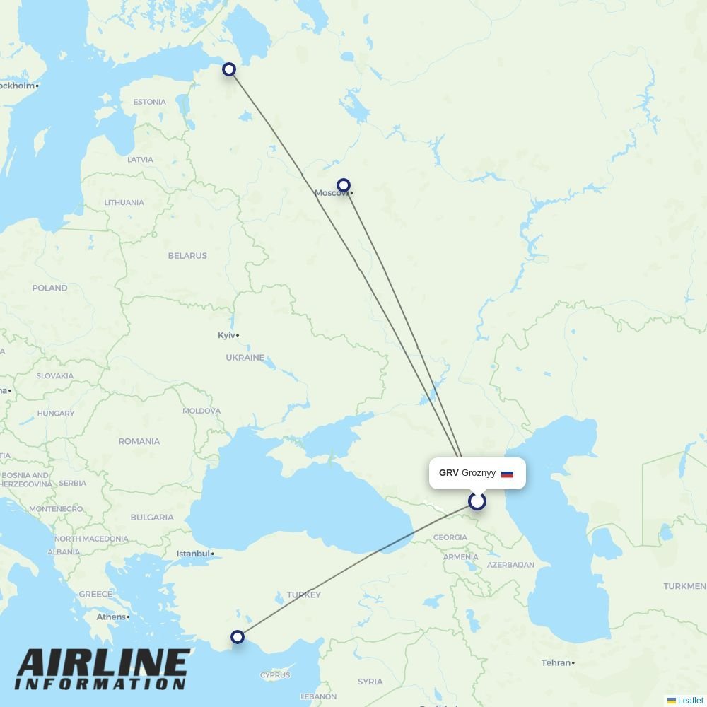 Aeroflot routes from GRV