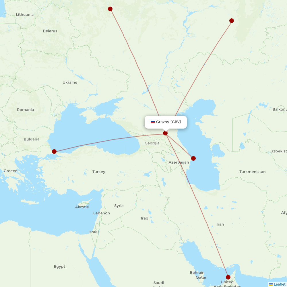 UTair at GRV route map