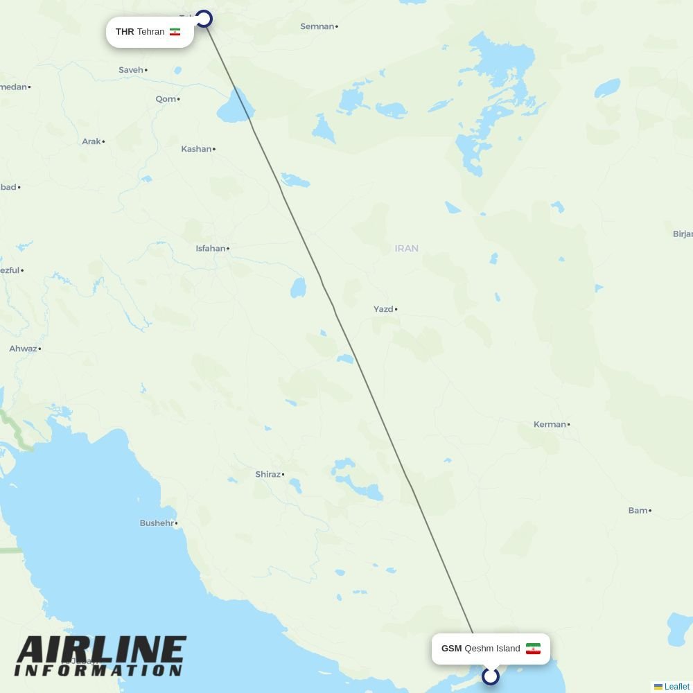 Iran Airtour routes from GSM