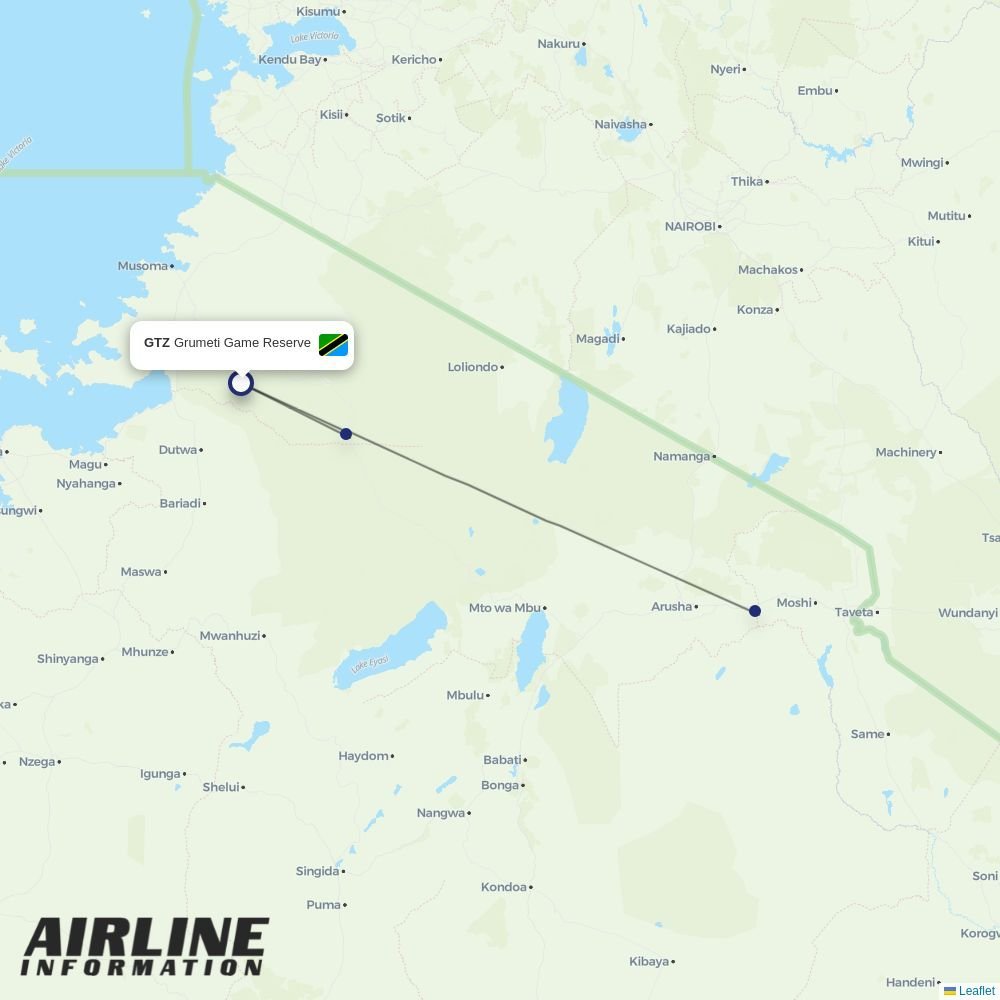 Auric Air routes from GTZ