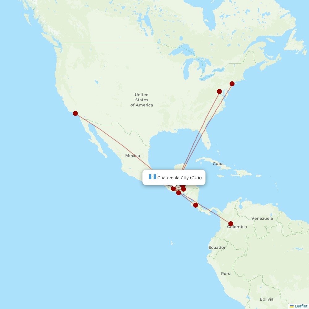 AVIANCA at GUA route map