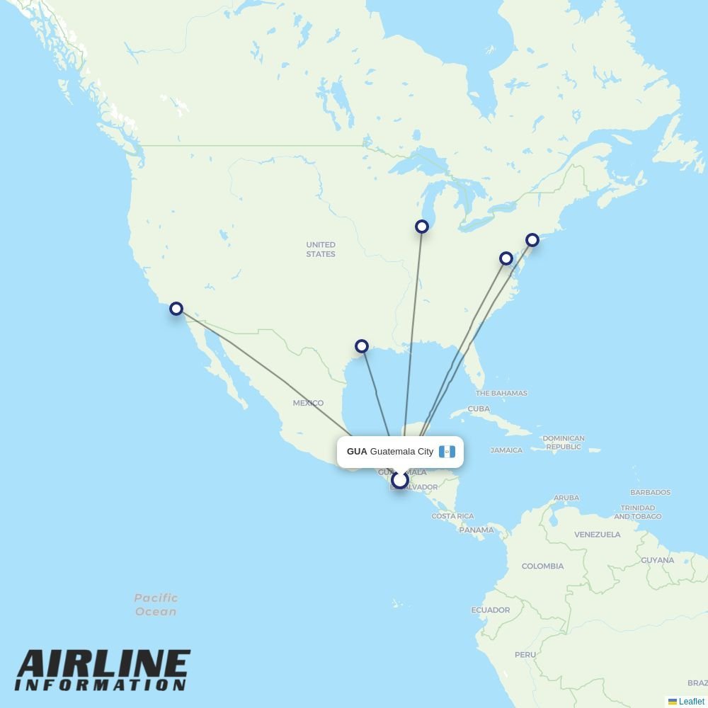United routes from GUA