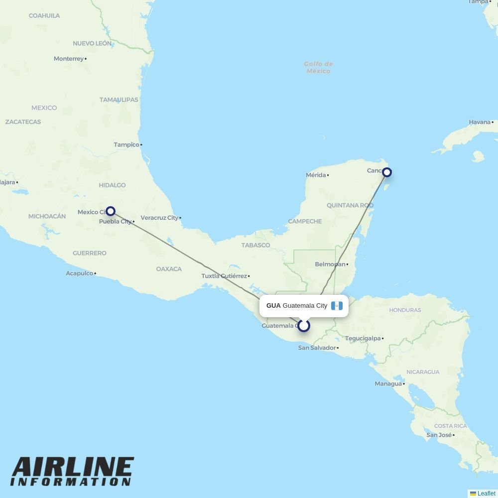 Volaris routes from GUA