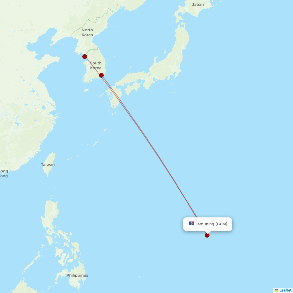 Jeju Air at GUM route map