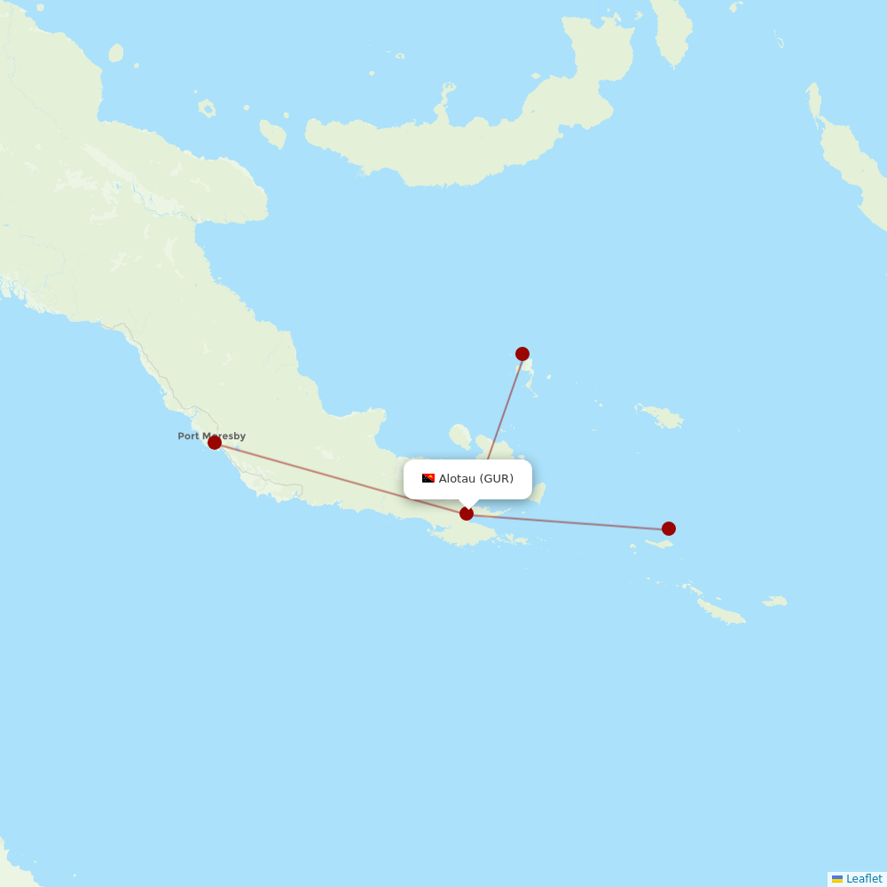 PNG Air at GUR route map