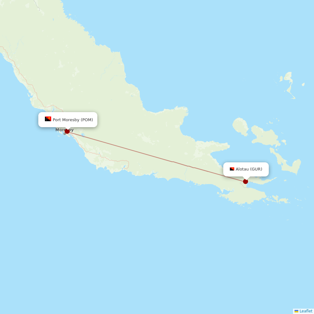 Air Niugini at GUR route map