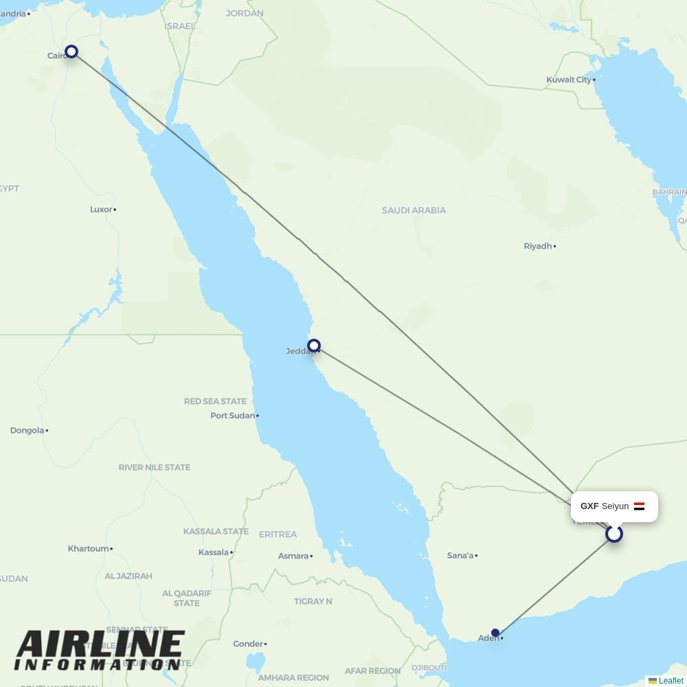 Yemenia routes from GXF