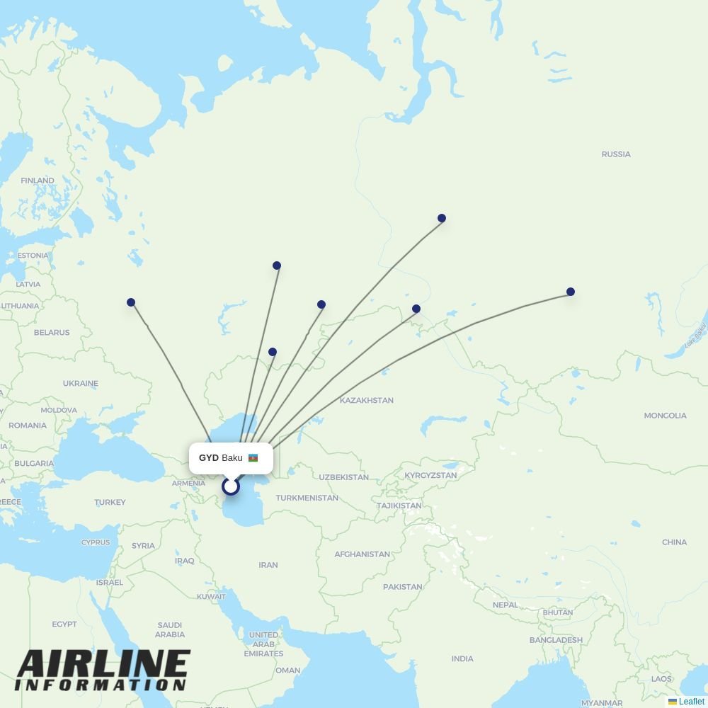 IrAero routes from GYD