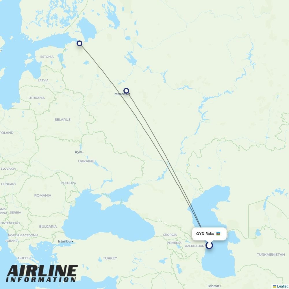 Aeroflot routes from GYD
