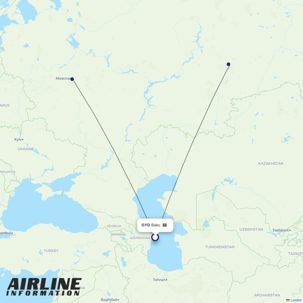 Ural Airlines routes from GYD