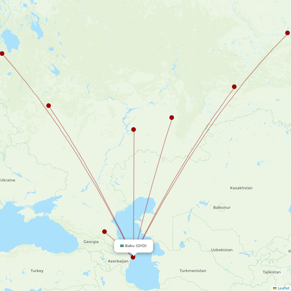 UTair at GYD route map