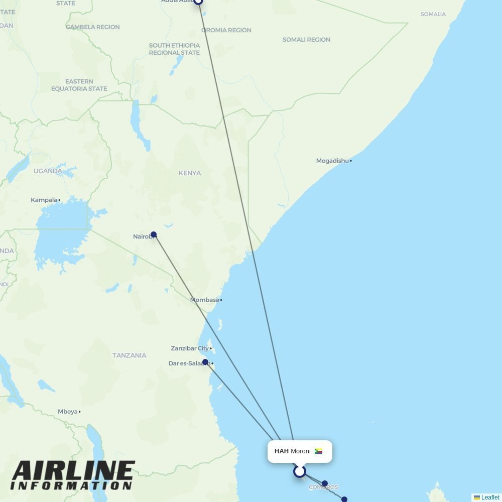 Precision Air routes from HAH