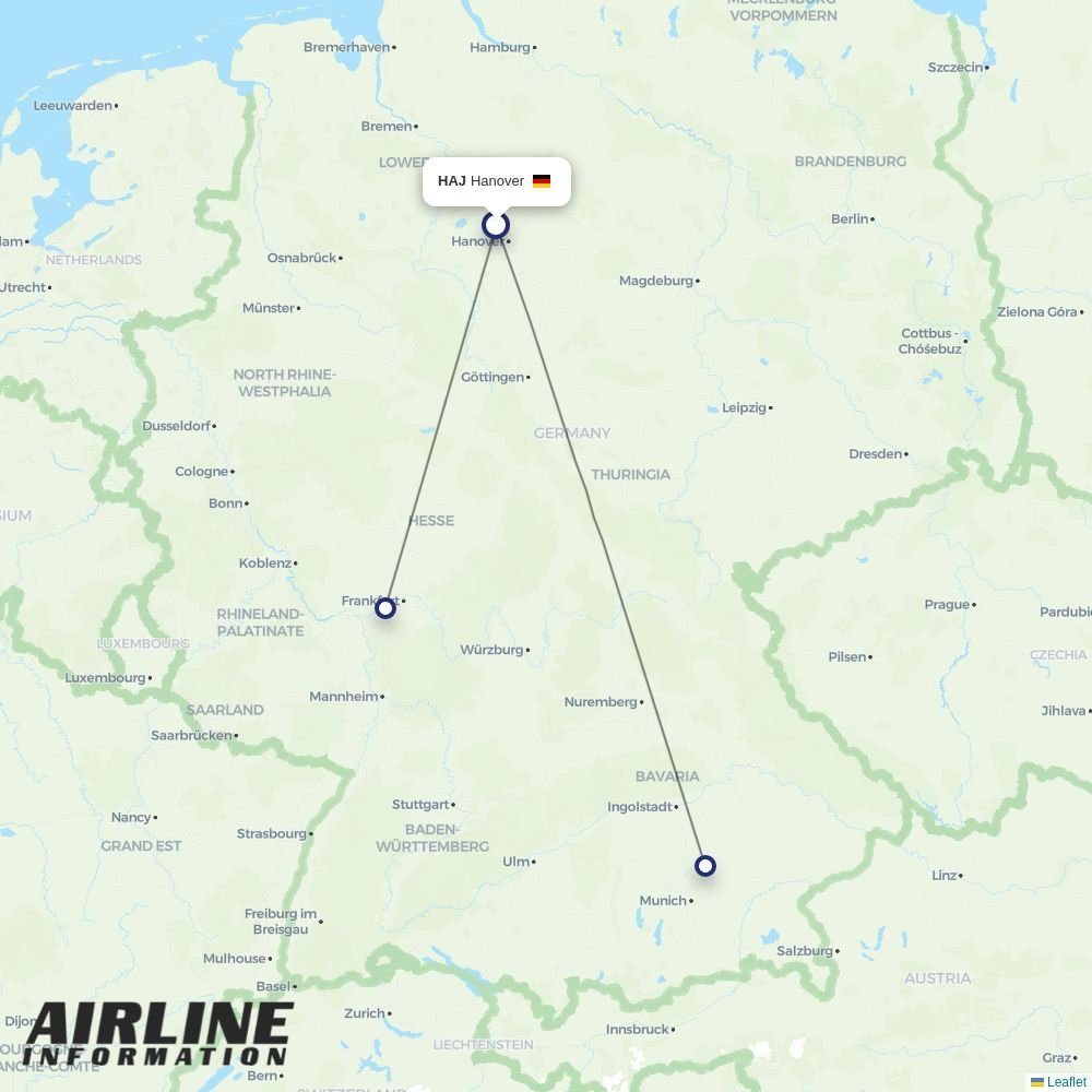Lufthansa routes from HAJ
