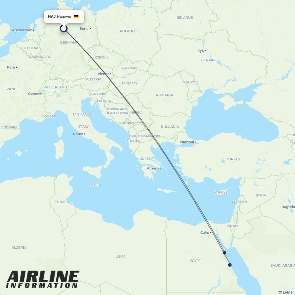 Air Cairo routes from HAJ