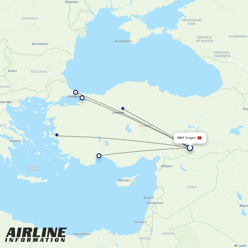 AJet routes from HAJ