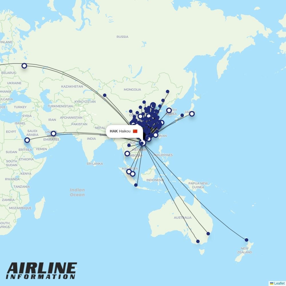 Air Changan routes from HAK