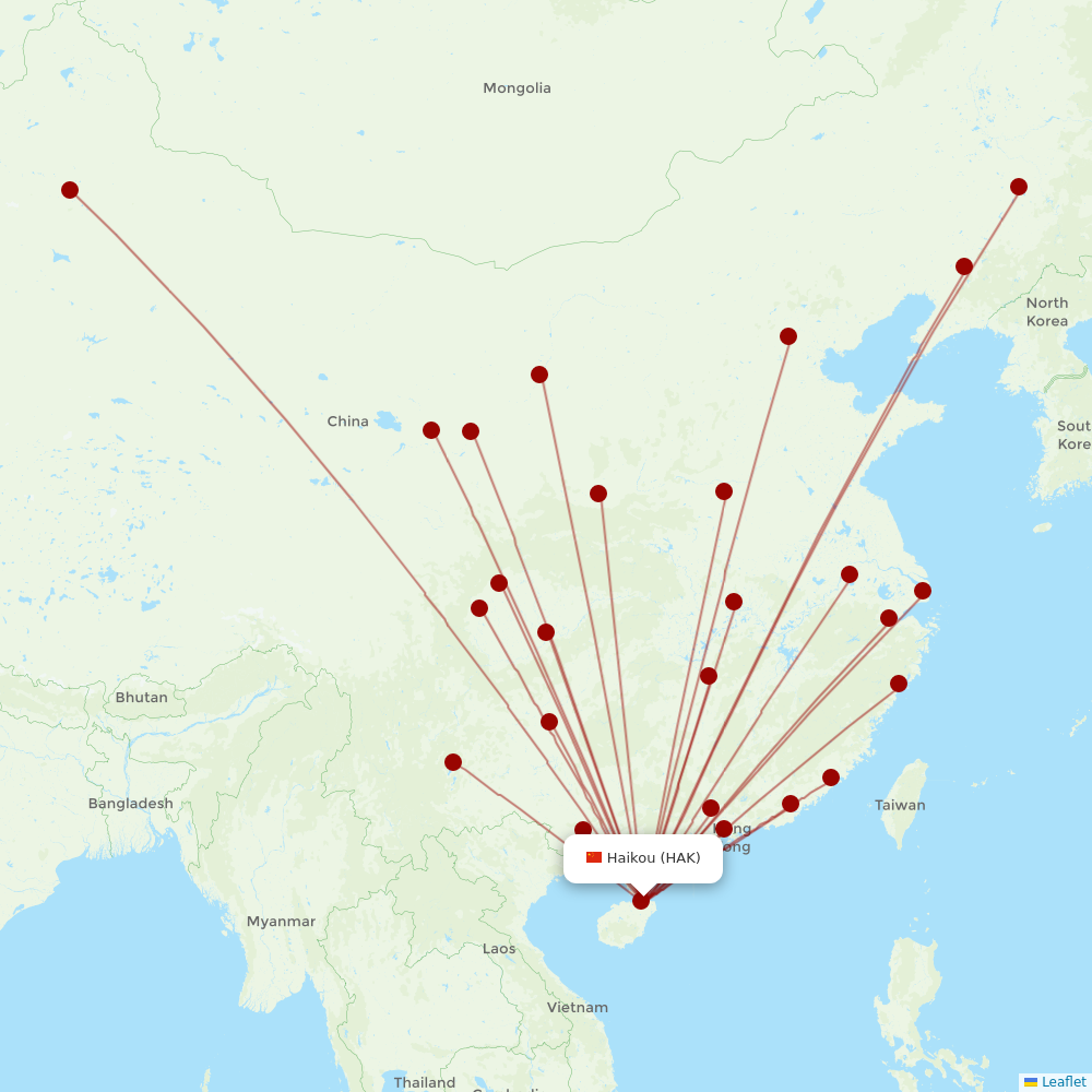 China Southern at HAK route map